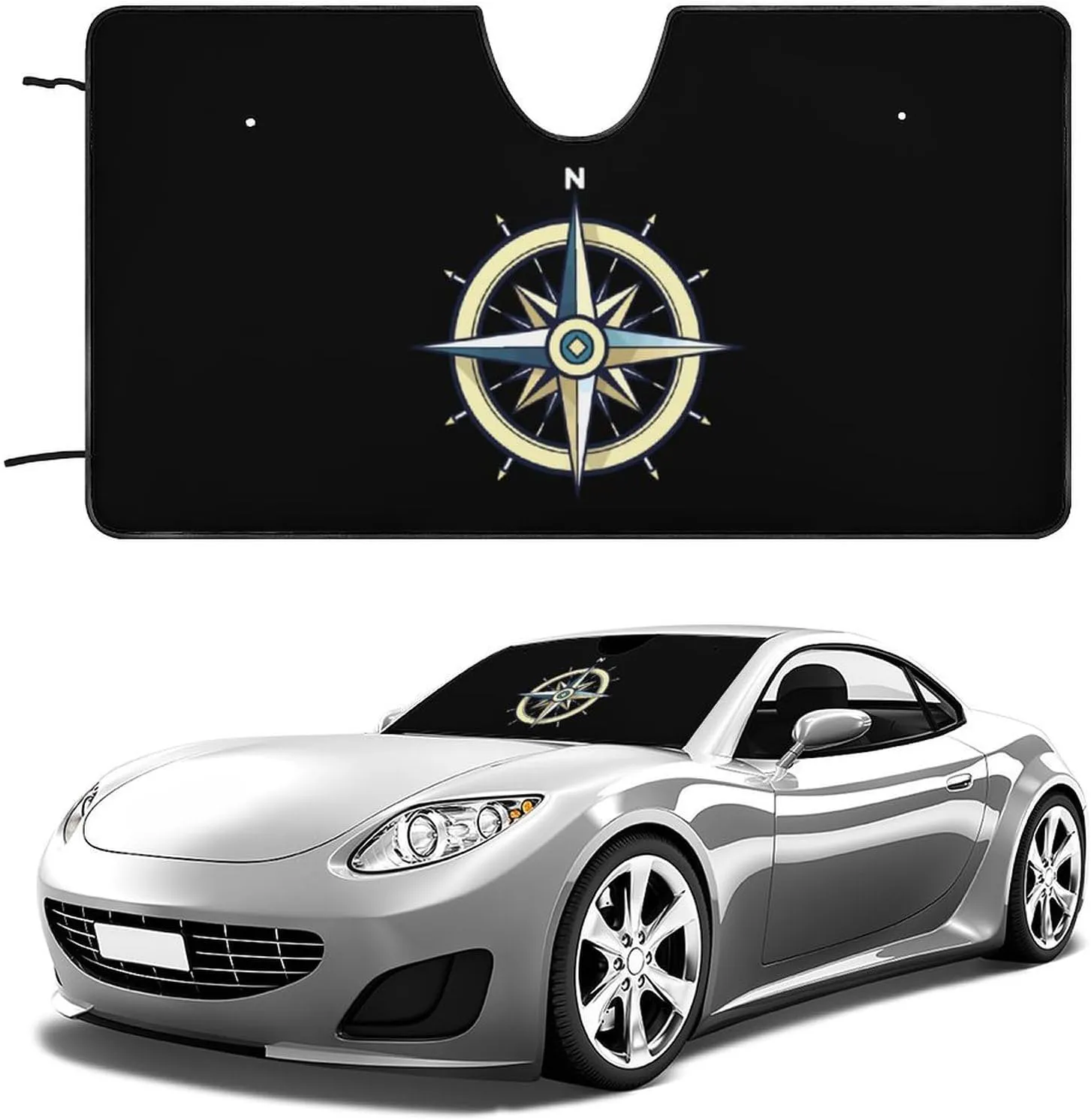 Nautical Compass Car Windshield Sun Shade Foldable Auto Sunshade Car Interior Accessories Sun Visor