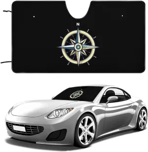 Nautical Compass Car Windshield Sun Shade Foldable Auto Sunshade Car Interior Accessories Sun Visor