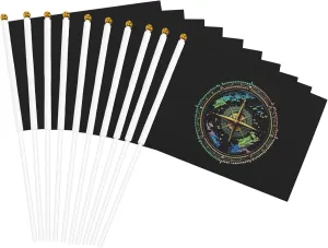 Nautical Sailing Compass Small Flags Big Pride 10-Pack Handheld Flags 5.5x8.2in