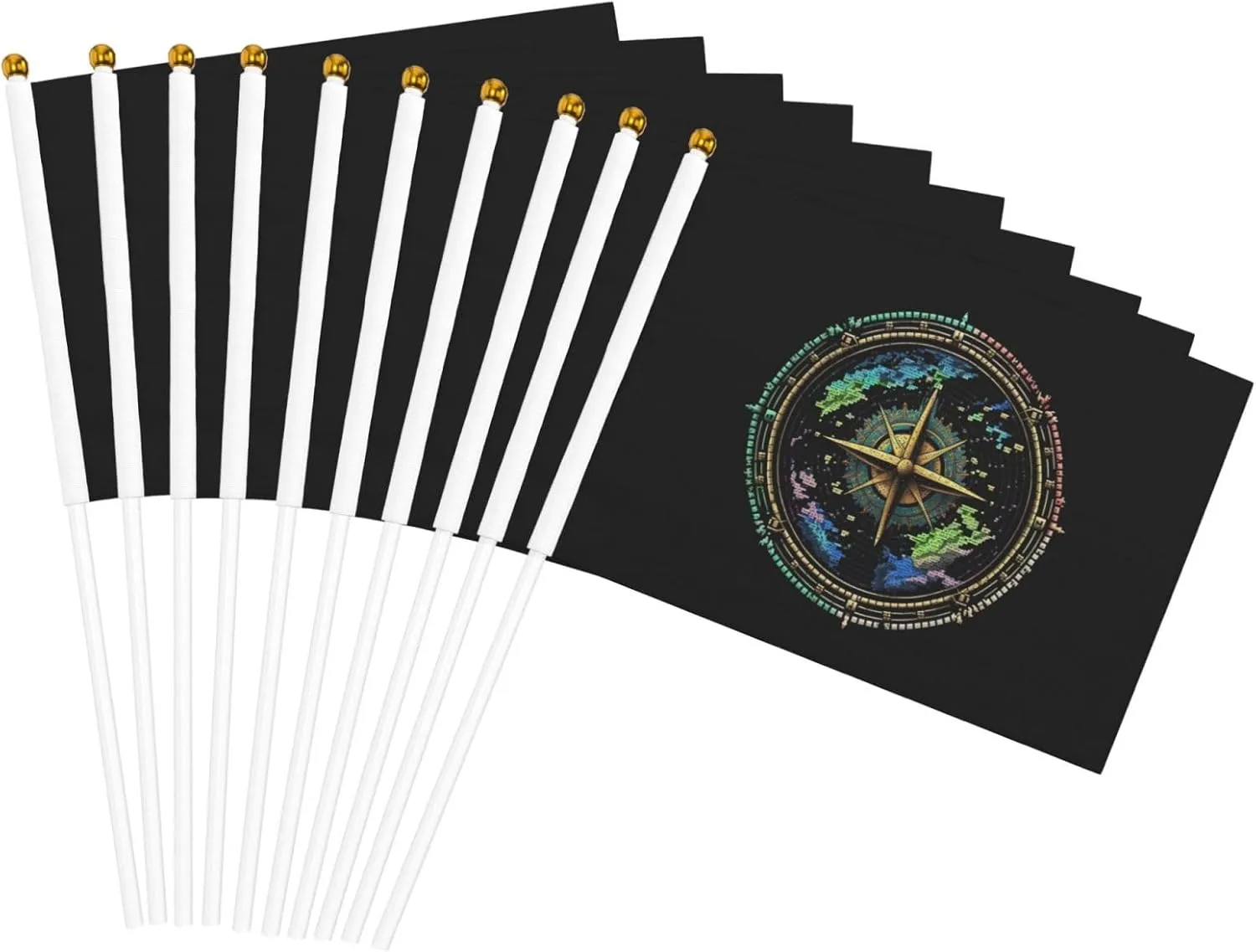 Nautical Sailing Compass Small Flags Big Pride 10-Pack Handheld Flags 5.5x8.2in
