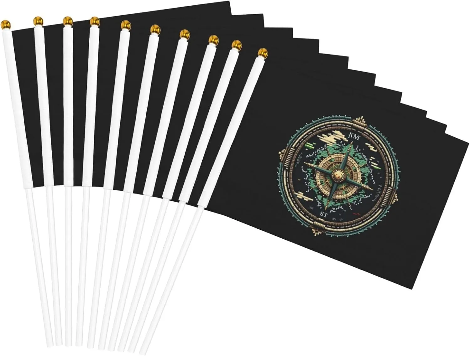 Nautical Sailing Compass Small Flags Big Pride 10-Pack Handheld Flags 5.5x8.2in