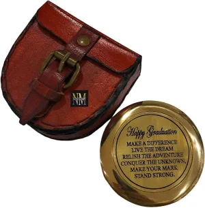 NauticalMart Happy Graduation Quote Engraved Brass Compass with Case