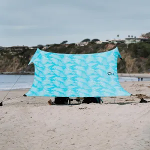 Neso Gigante - Portable Beach Tent - Ideal to Enjoy with Family and Friends - UPF 50 , Water-Resistant, and Lightweight - Aqua Fronds, 11' x 11'