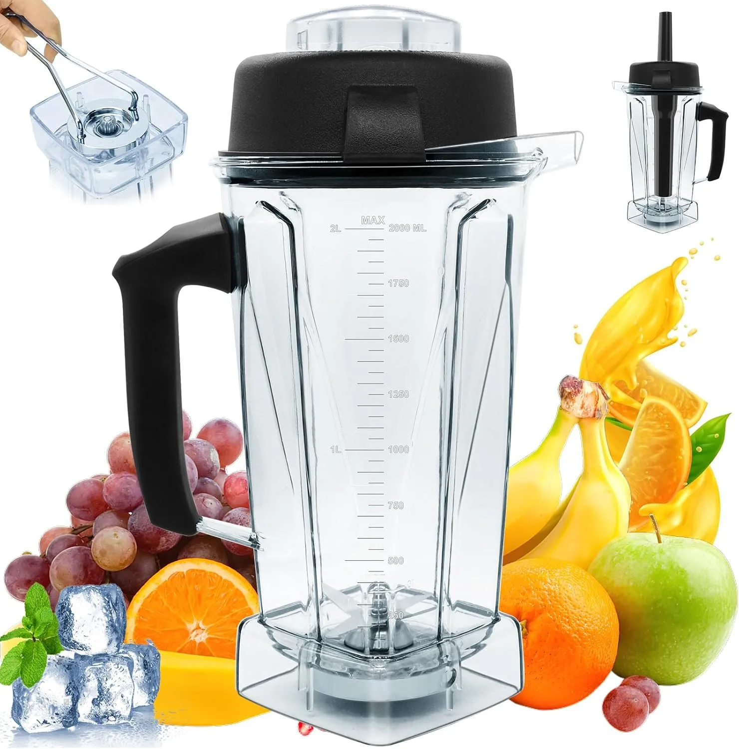 New For Vitamix Blender Pitcher 64oz Container, Replace 5200 5000 6500 7500 Pro500 750 Vita-Prep vm0101 vm0102 vm0103 vm0197 E310 320 asy172 et cetera Container Jar Cup, 1 Year Manufacturer