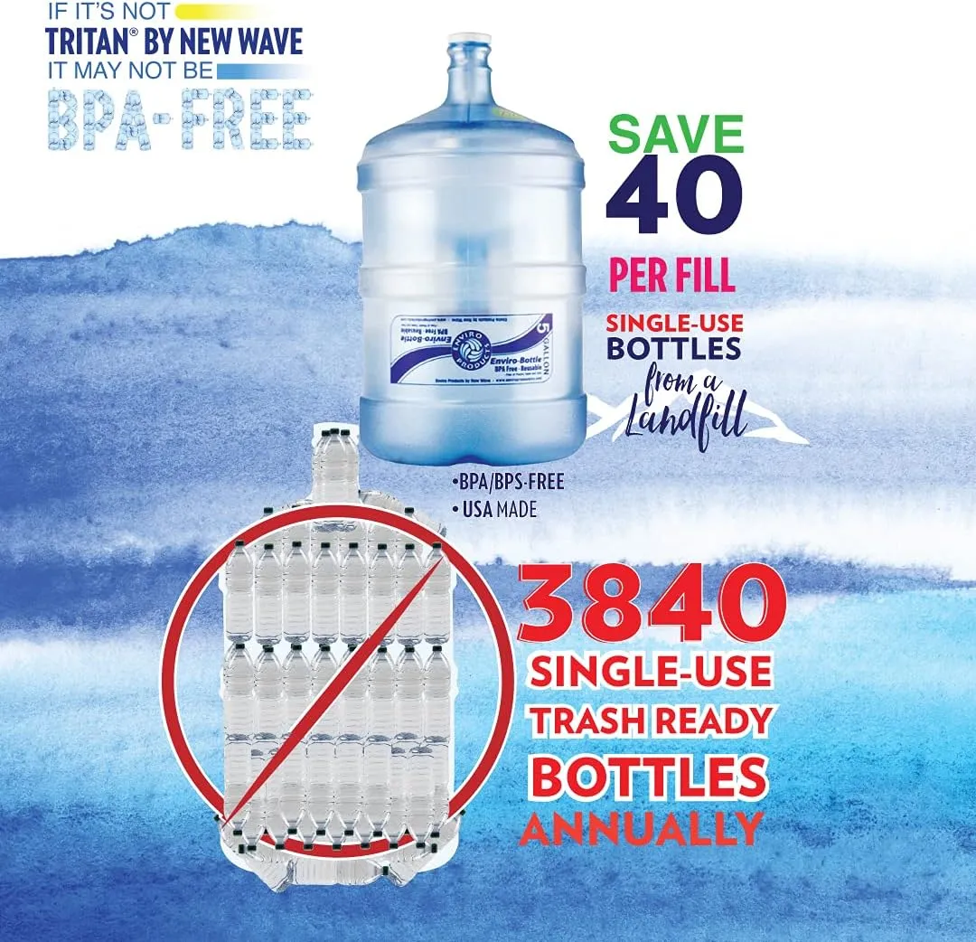 New Wave Enviro Products BPA Free Bottle, Lightweight & Durable Design, 5 Gallon Capacity