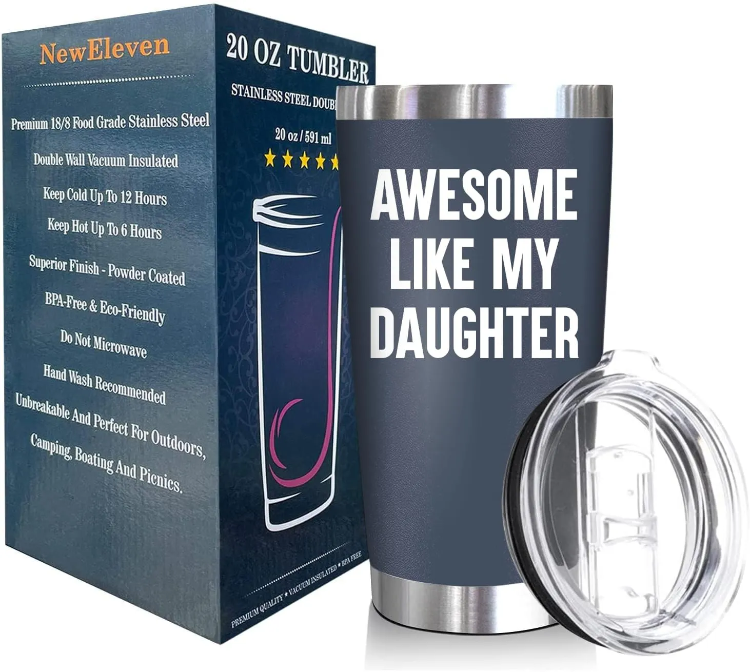 NewEleven Fathers Day Gift For Dad - Birthday Gifts For Dad From Daughter - Husband Gifts - Unique Birthday Present Ideas For Father, Husband, New Papa, Bonus Father From Daughter - 20 Oz Tumbler