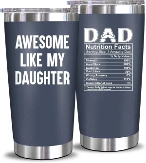 NewEleven Fathers Day Gift For Dad - Birthday Gifts For Dad From Daughter - Husband Gifts - Unique Birthday Present Ideas For Father, Husband, New Papa, Bonus Father From Daughter - 20 Oz Tumbler
