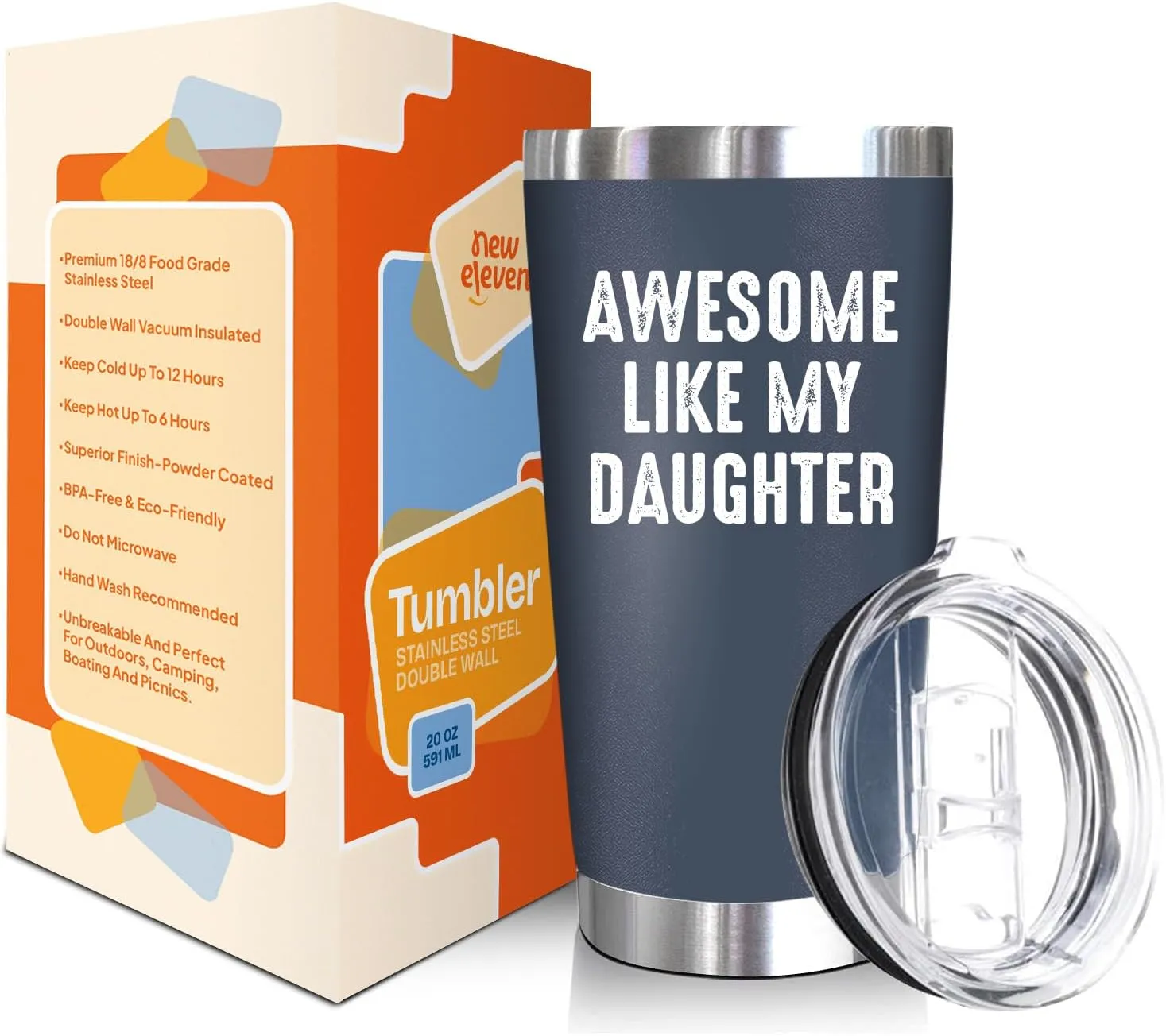 NewEleven Fathers Day Gift For Dad - Cool Dad Gifts From Daughter - Unique Birthday Present Ideas For Father, Husband, Bonus Father, Step Papa, New Papa From Daughter - 20 Oz Tumbler