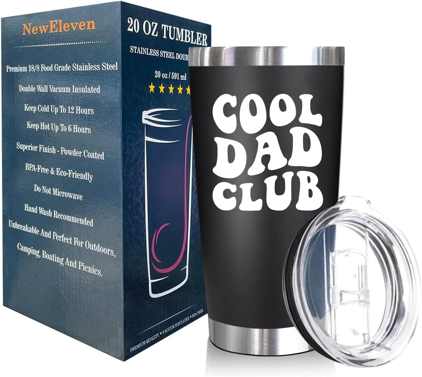 NewEleven Fathers Day Gift For Dad From Daughter Son Kids - Gift For Dad, Father, Step Father - Funny Birthday Gifts For Father - 20 Oz Tumbler