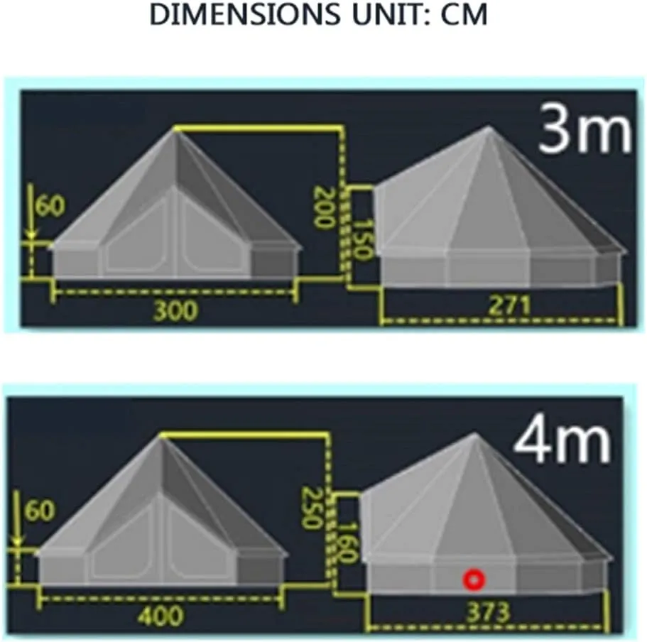 NIEH Tents for Camping 4 Season Cotton Bell Glamping Tent Outdoor Family Camping Tent with Zipped Groundsheet Mesh Door for Camping Hunting