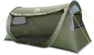 Night Cat Pop-Up Tunnel Tent: 1 Person Camping Tent Waterproof Instant Easy Setup Tent Foldable Outdoor