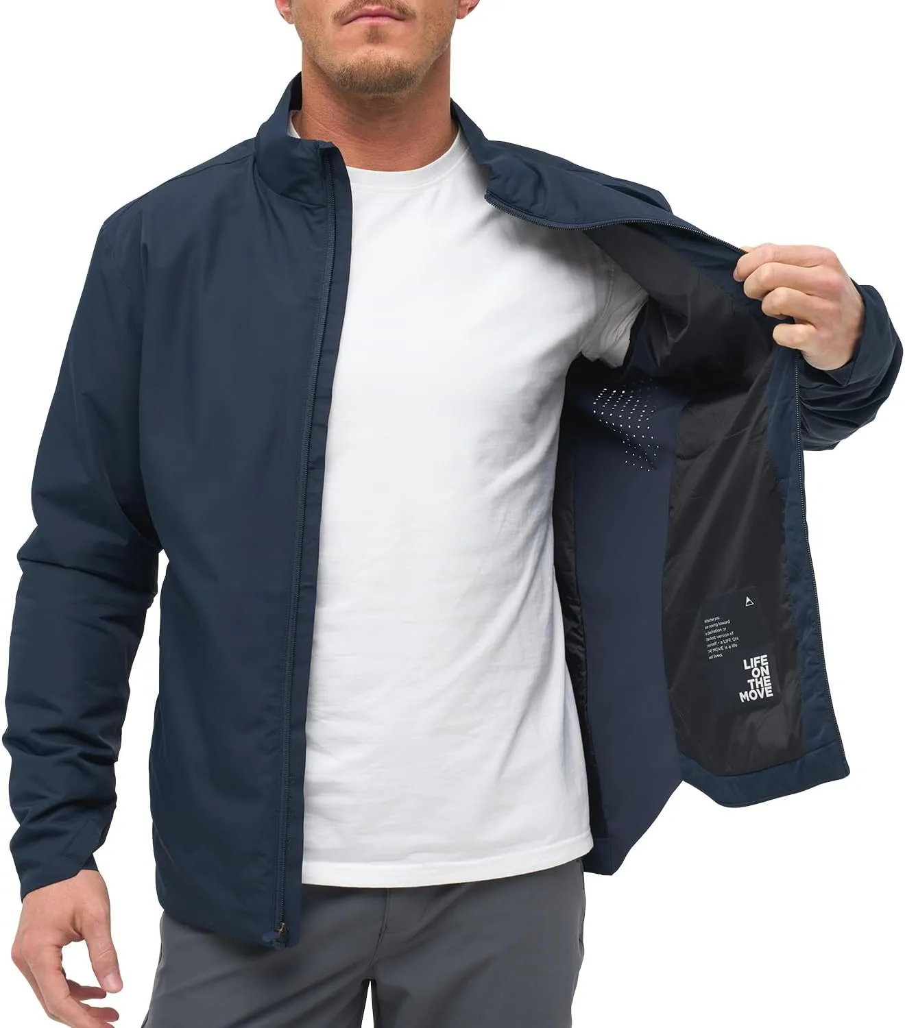 NOMATIC Outset Jacket: Mens Lightweight Travel Jacket, Water & Stain Resistant, Collapsible Jacket Folds into a Travel Pillow