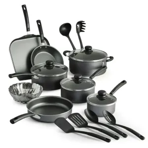 Non Stick Cookware Set 18 Pieces Steel Gray
