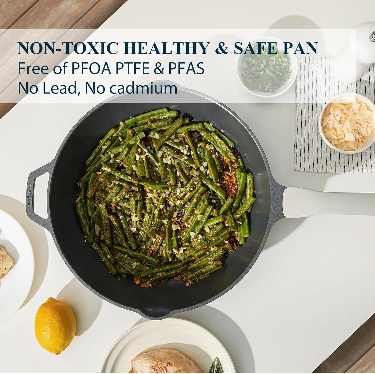 Nonstick Pots and Pans Set, 9 Pieces Non Toxic Ceramic Cookware, Nonstick Pan Skillet, Healthy Frying Pan, PTFE PFOA & PFAS Free, Induction Compatible, Gray