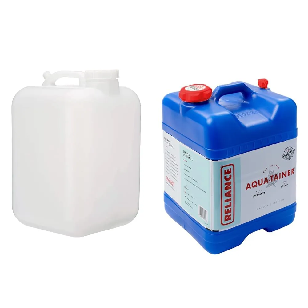 North Mountain Supply 5 Gallon Vented Plastic Hedpak/Carboy & Reliance Products Aqua-Tainer 7 Gallon Rigid Water Container, Blue, 11.3 Inch x 11.0 Inch x 15.3 Inch