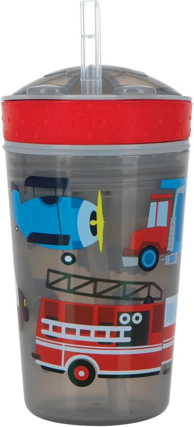 Nuby Snack N' Sip 2 in 1 Snack and Drink Cup (Red/Grey)