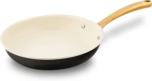 NutriChef 8-Inch Professional Ceramic Frying Pan - Small Skillet with Golden Titanium Handle, Non-Stick Ceramic Coating, Stain-Resistant, Easy to Clean, Ideal for Home Cooking