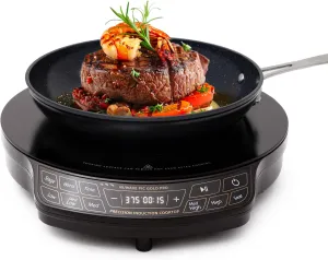 Nuwave Gold Pro Precision Induction Cooktop, Large 8” Heating Coil, 12” Heat-Resistant Cooking Surface, Adjustable Wattages,100°F to 575°F, Portable, Built-In Safety Auto Shut Off
