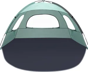 NXONE Beach Tent Sun Shade Shelter for 3/4/6 Person Person with UV Protection, Extended Floor, 3 Mesh Roll Up Windows & 8.0/8.5mm Fiberglass Rods丨Carry Bag Included