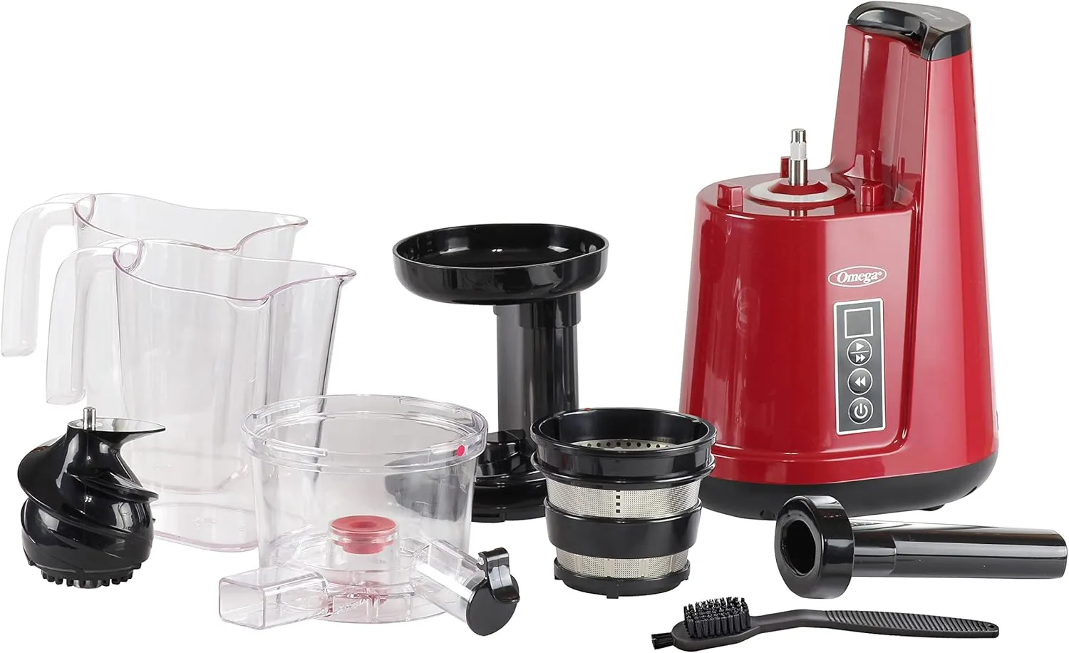 Omega Juicer Cold Press 365 Vertical Slow Masticating Extractor for Fruits and Vegetables, BPA-Free, 65 RPM, 150-Watts, Red