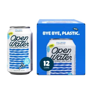 Open Water Still 12oz cans (1 case, 12 cans) - Sustainable Aluminum Canned Still Water With Electrolytes - 7.0 pH Balanced BPA-Free Ultra-Purified Water