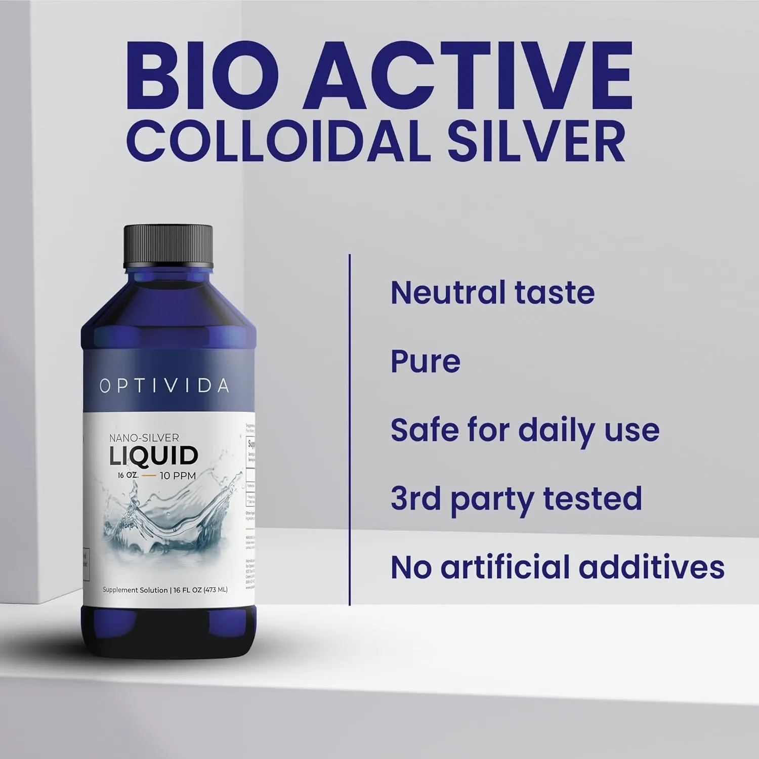 Optivida Health Nano Colloidal Silver Liquid (1 Pack) – Immune Support Supplements with Silver Hydrosol, Liquid for Immune Support, Colloidal Silver for Immune System, Silver Colloidal Liquid (16 oz)