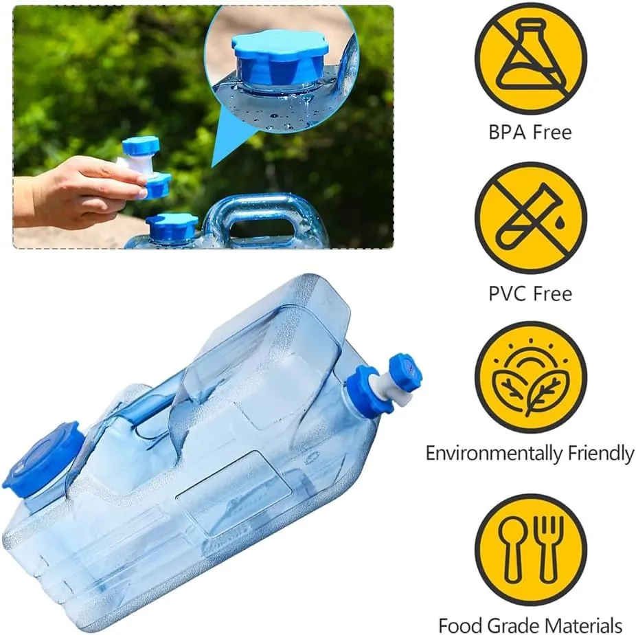Orgonite Water Storage Containers, Camping Water Container, Portable Water Tank with Faucet Camping Bucket with Tap Water Jug with Spigot BPA Free Emergency Water Storage for Outdoor Camping Hiking