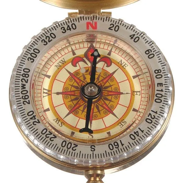Outdoor Camping Hiking Compass Brass Survival Pocket Compass with Luminous Vintage