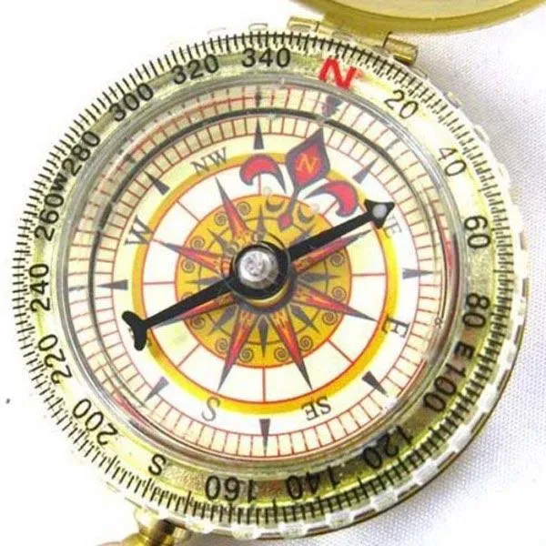 Outdoor Camping Hiking Compass Brass Survival Pocket Compass with Luminous Vintage