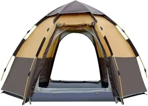 Outdoor Camping Tent 4-5 Person Portable Tent Automatic Tent Waterproof Windproof for Camping Hiking Mountaineering Fishing (Color : Yellow)