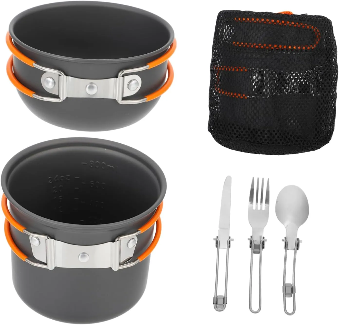 Outdoor Cooking Pot Kit Camping Cook Set Cutlery Portable Cookware for 2 People