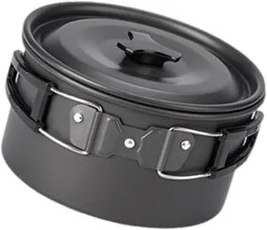 Outdoor Cooking Pots Portable Camping Pots with Lid and Folding Handle Aluminum Alloy Camping Cookware for Camping Picnics