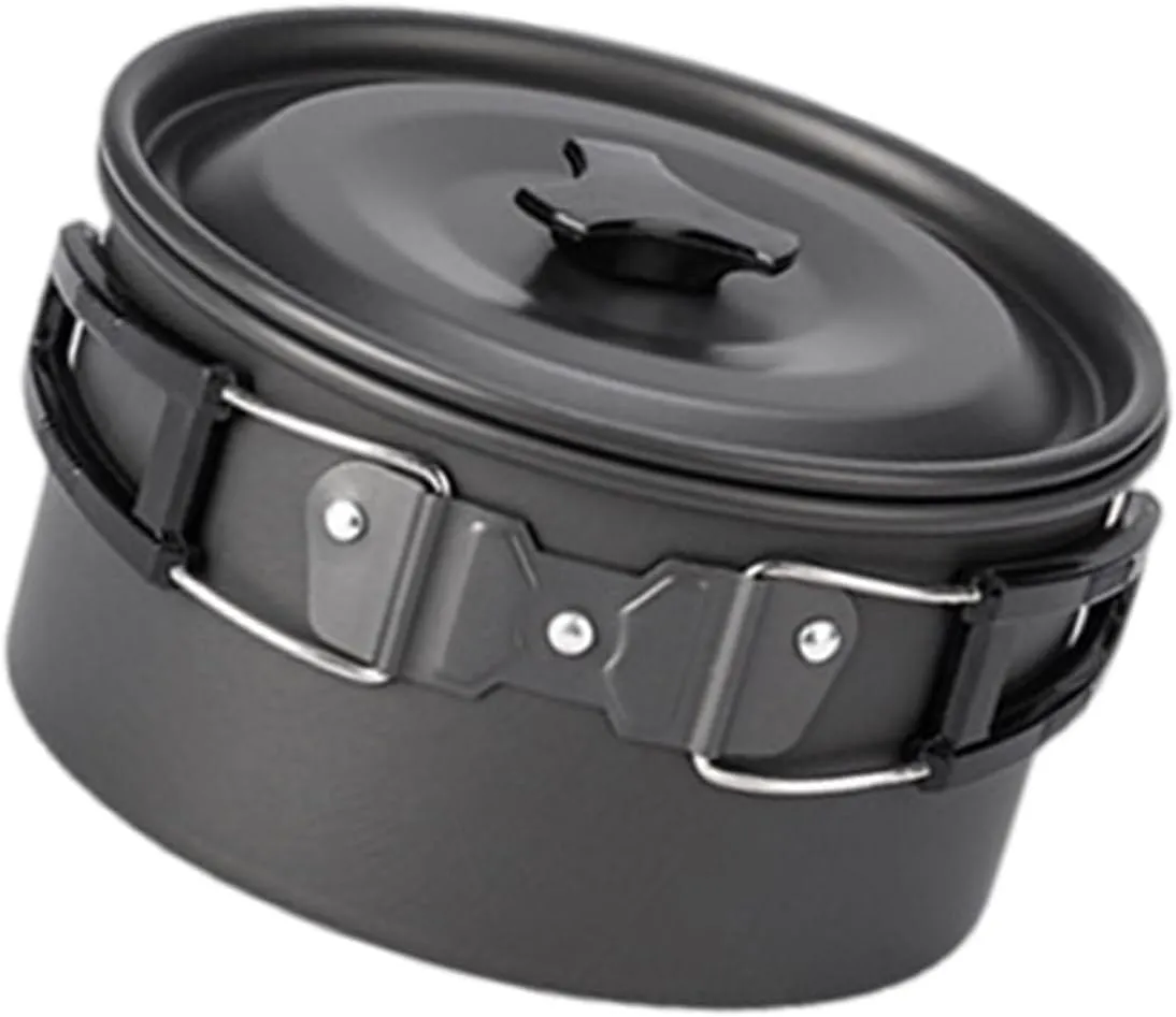 Outdoor Cooking Pots Portable Camping Pots with Lid and Folding Handle Aluminum Alloy Camping Cookware for Camping Picnics