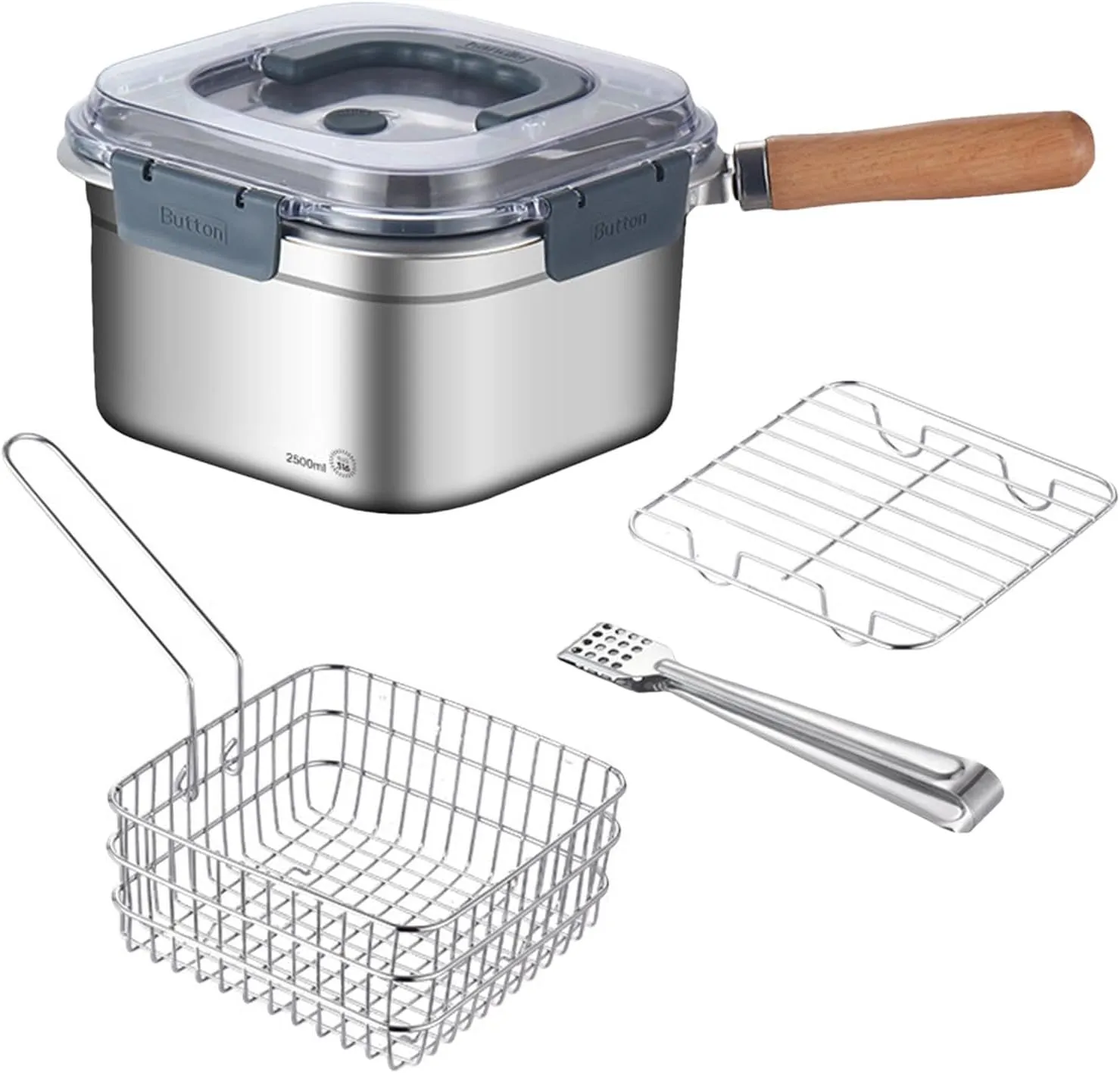 Outdoor Cookware - Cookware Camping Pot, Compact Camping Gear | Multipurpose Hiking Cooking Set, Stainless Steel Deep Fryer Pot, Camping Frying Basket for Camping, Backpacking, Silver