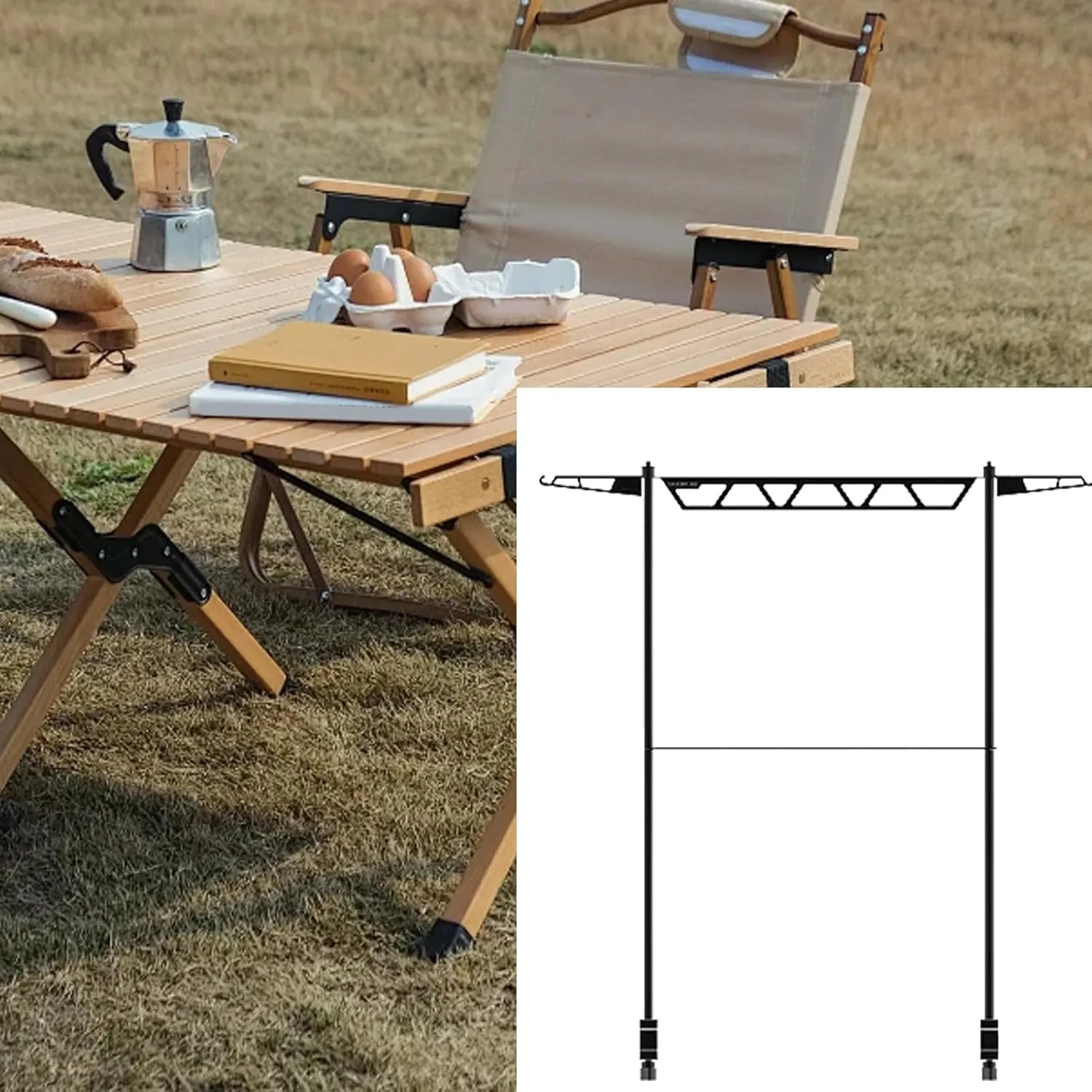 Outdoor Cookware Rack,Desktop Cookware Organizer | Metal Cutlery Holder, Portable Removable Tool Organizer for Camping Picnic BBQ Outdoor Fishing