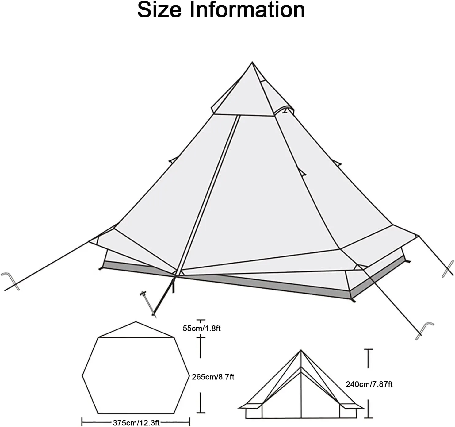Outdoor Cotton Canvas Tent, Luxury Yurt Tents, Large Tents with Sturdy Center & Door Pole and Space for 5~6 Person All 4 Season Camping Yurt Style Tent