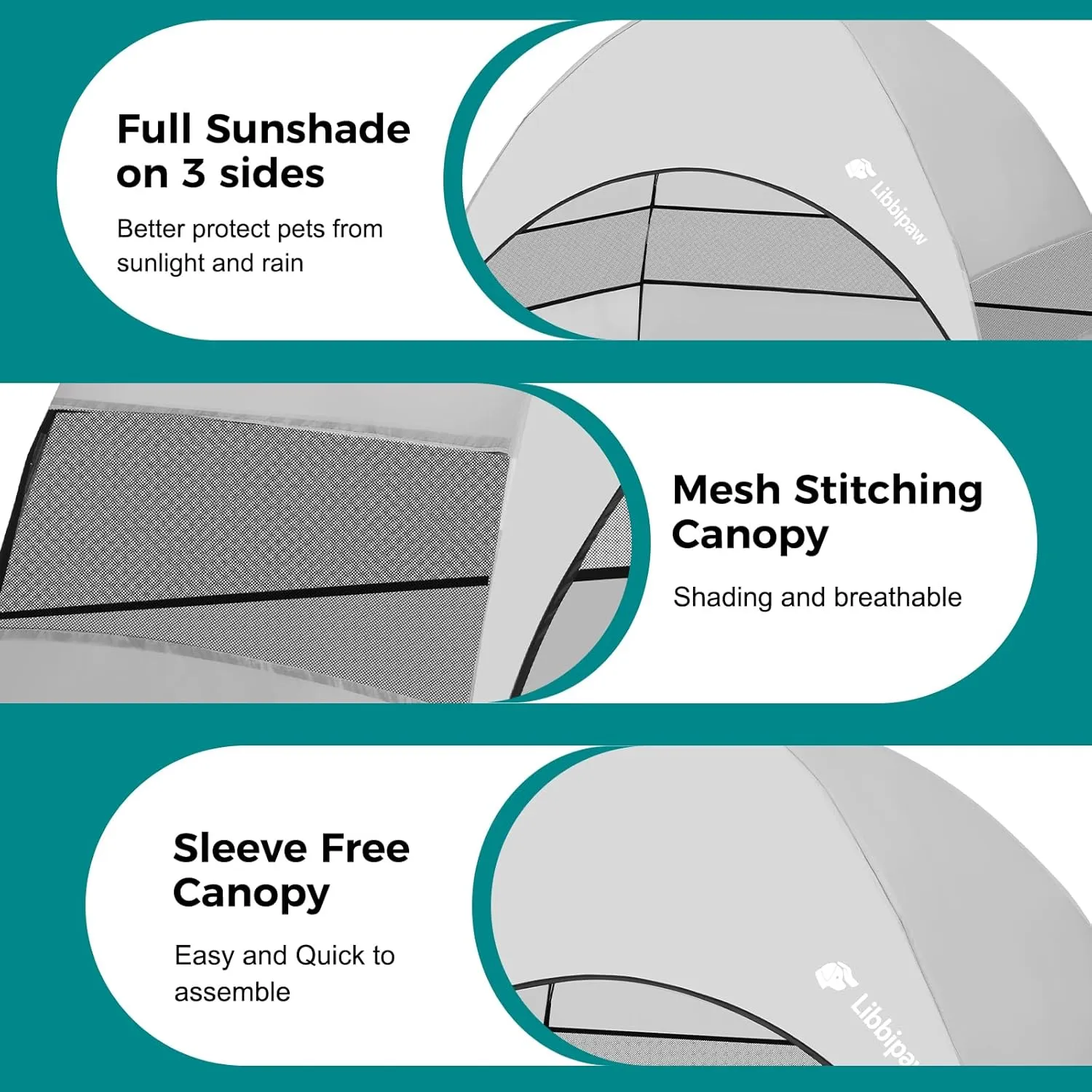 Outdoor Dog Bed with Canopy and 4 Windproof Stakes, Elevated Raised Pet Cot with Removable Shade Tent, Waterproof Design for Large Dogs Camping, Beach, Park, Backyard