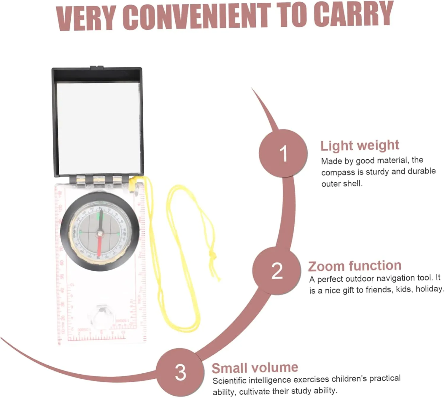 Outdoor Survival Compass Ruler Multipurpose Hiking Tool for Mapping and Guiding Lightweight Design for