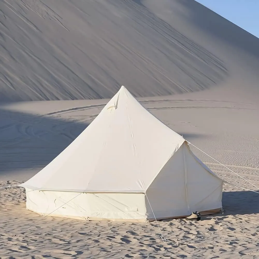 Outdoor Waterproof Family Camping Tent 4-Season White Oxford Bell Tent