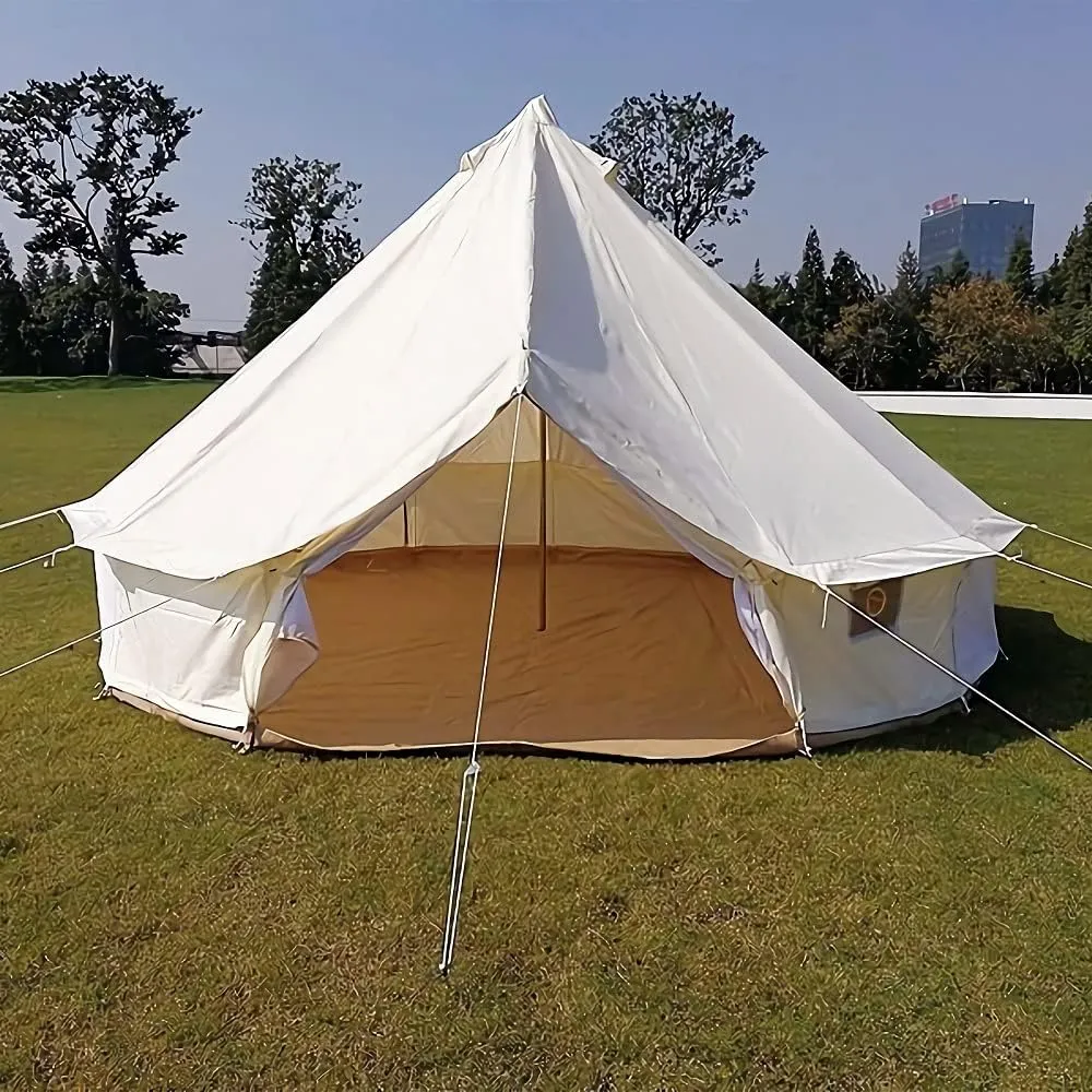 Outdoor Waterproof Family Camping Tent 4-Season White Oxford Bell Tent