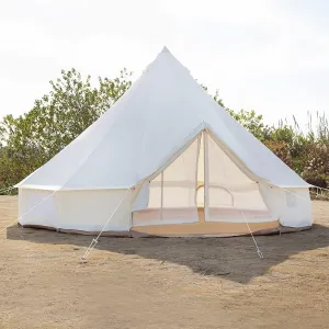 Outdoor Waterproof Family Camping Tent 4-Season White Oxford Bell Tent