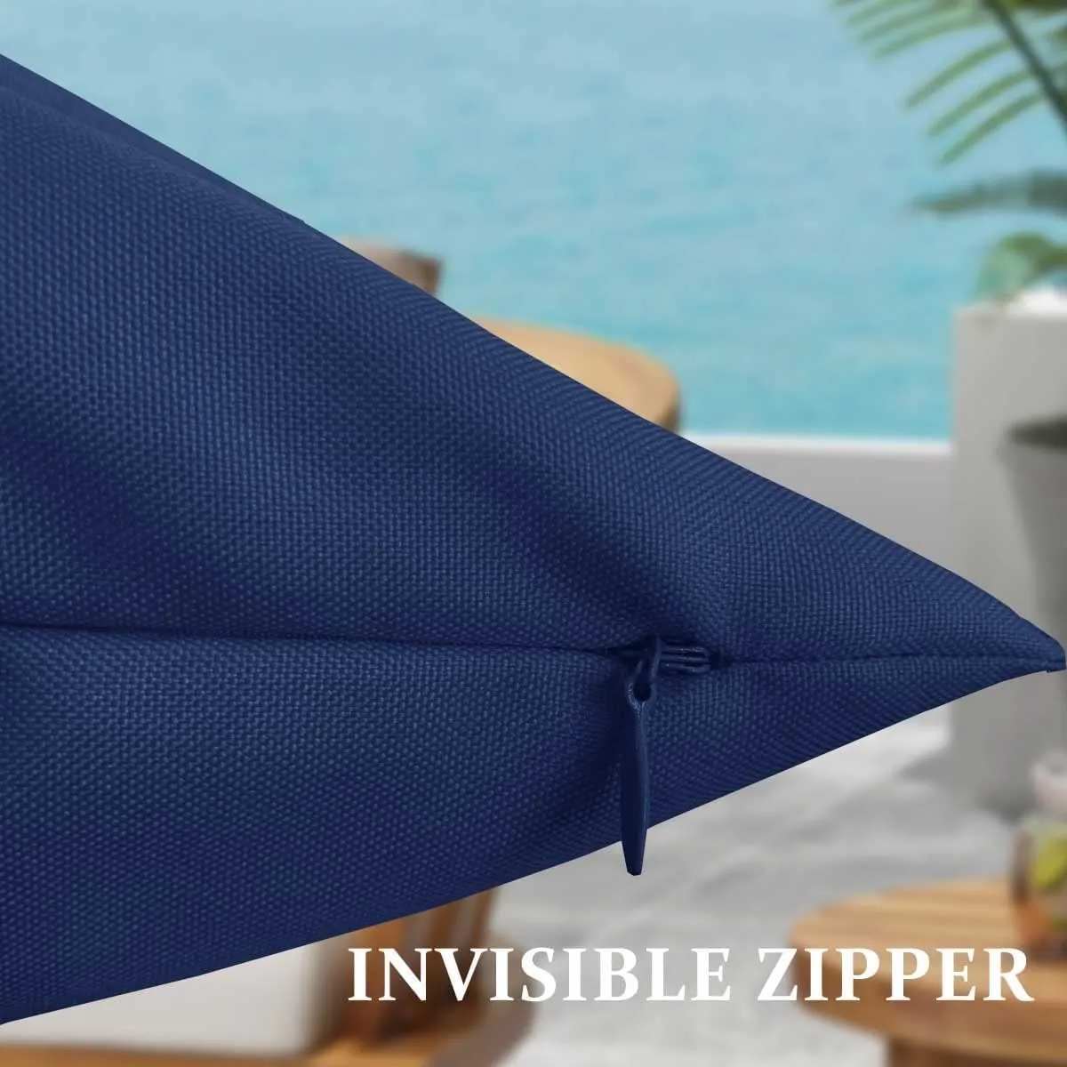 Outdoor Waterproof Throw Pillow Covers Blue 18 x 18 Inches Vibrant Decorative Outdoor Pillows Cushion Case Pillow Shell for Patio Couch, Tent, Sunbrella Pack of 4 (18x18 Inches, Navy Blue)