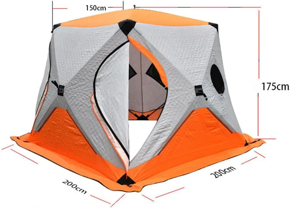 Outdoor Winter Camping Ice Fishing Shelter Ice Fishing Shelter Thickened Material, Cold and Warm, Windproof and Snowproof (Black)