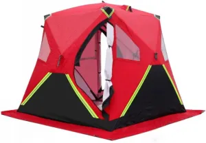Outdoor Winter Camping Winter Fishing Tent Ice Fishing Shelter Plus Fleece Fabric, No Fear of Cold, Suitable for 2-3 People, Red