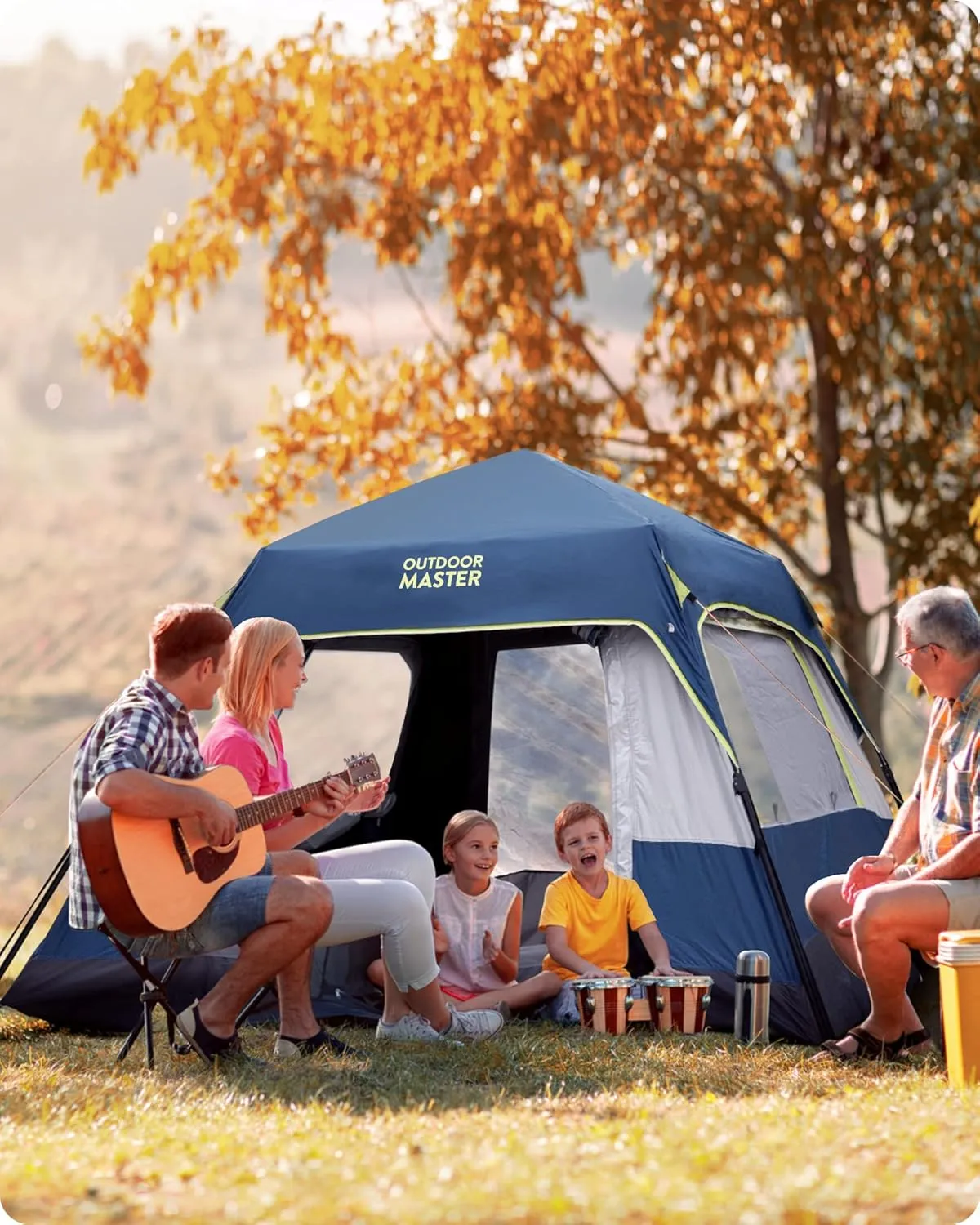 OutdoorMaster Camping Tents, 4/6 Person Camping Tent with Blackout Shelter Technology, Easy Setup in 60 Seconds, Weatherproof Pop Up Tent with Top Rainfly, Instant Cabin Tent