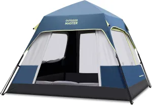 OutdoorMaster Camping Tents, 4/6 Person Camping Tent with Blackout Shelter Technology, Easy Setup in 60 Seconds, Weatherproof Pop Up Tent with Top Rainfly, Instant Cabin Tent