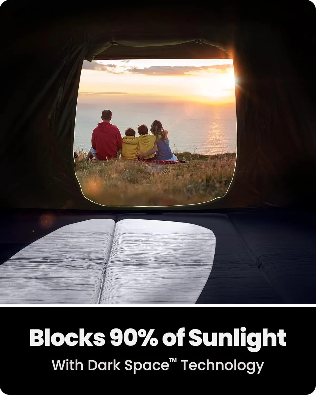 OutdoorMaster Camping Tents, 4/6 Person Camping Tent with Blackout Shelter Technology, Easy Setup in 60 Seconds, Weatherproof Pop Up Tent with Top Rainfly, Instant Cabin Tent