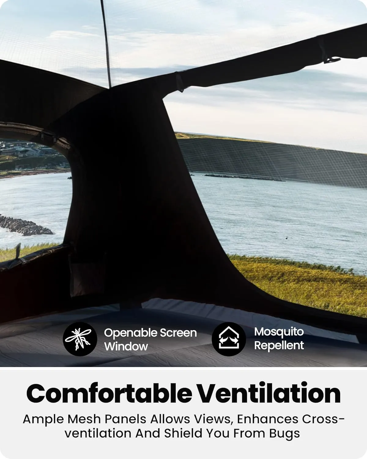 OutdoorMaster Camping Tents, 4/6 Person Camping Tent with Blackout Shelter Technology, Easy Setup in 60 Seconds, Weatherproof Pop Up Tent with Top Rainfly, Instant Cabin Tent