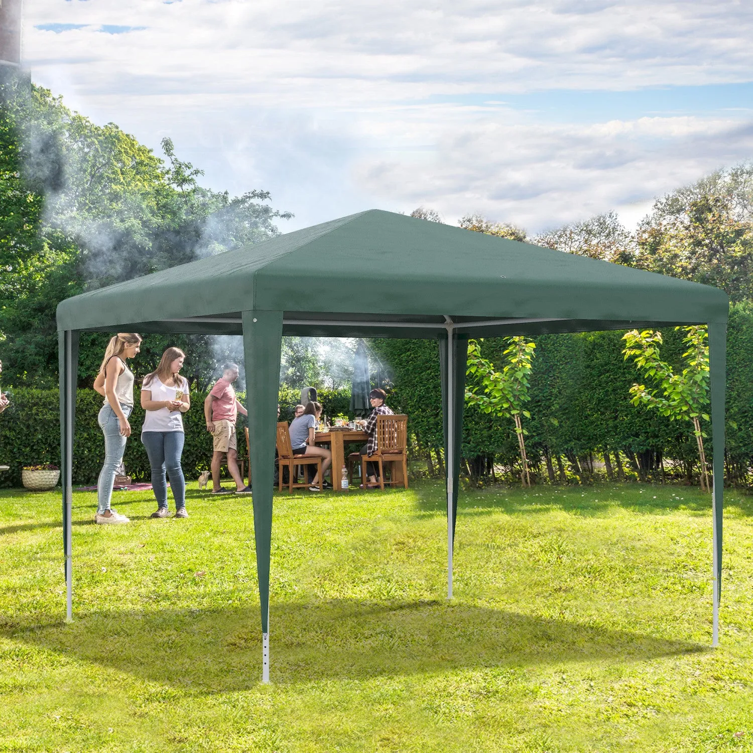 Outsunny 10x10ft Party Tent Portable Gazebo, Folding Garden Canopy Event Shelter Outdoor Sunshade Gr|Outsunny Tente De Fete, Abri D'evenement Portable Auvent De Gazebo, Vert