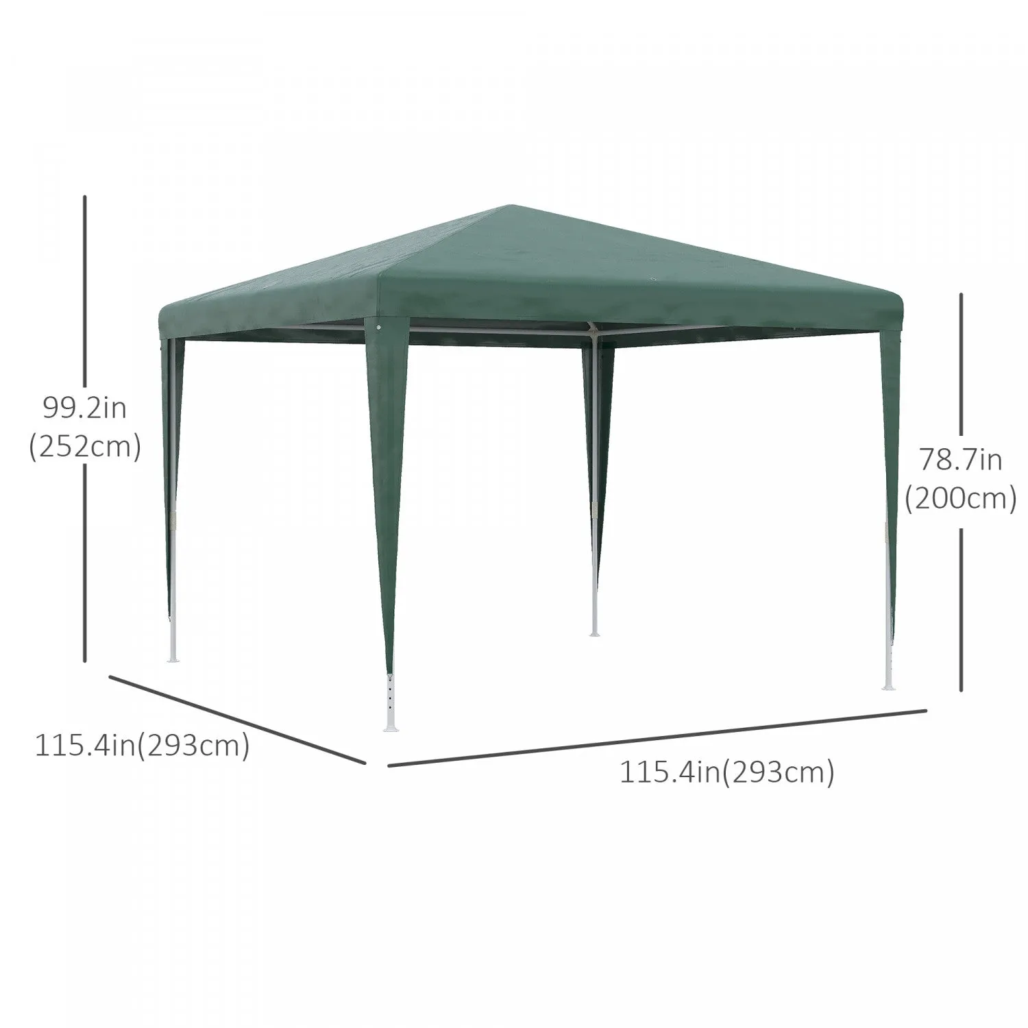 Outsunny 10x10ft Party Tent Portable Gazebo, Folding Garden Canopy Event Shelter Outdoor Sunshade Gr|Outsunny Tente De Fete, Abri D'evenement Portable Auvent De Gazebo, Vert